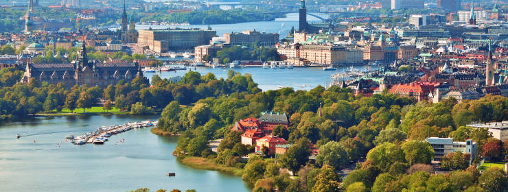 Scenic summer aerial panorama of Stockholm, Sweden